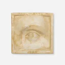 Tom Otterness, Documenta 7 plaque, 1982, cast plaster