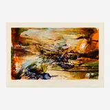 Untitled (one work from the À La Gloire de l'image et art Poétique portfolio) by Zao Wou-ki, 1976, lithograph in colors, sold Dec 2023