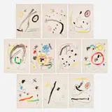 Quelques fleurs pour des amis portfolio by Joan Miró, 1964, lithographic reproduction, sold Dec 2023