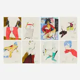 Anne-Mei Van Kerckhoven, Eight works, 2002, ink, pastel and felt tip marker on paper