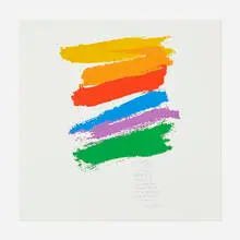promise by Corita Kent, 1978, screenprint in colors, sold Dec 2023