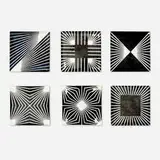 Richard Anuszkiewicz, Coasters, set of six, c. 1965, enameled porcelain, cork