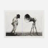 William Kentridge, Man with Megaphone, 1998, etching and aquatint in colors