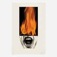 Arena Brains by Robert Longo, 1986, lithograph in colors on Arches, sold Dec 2023