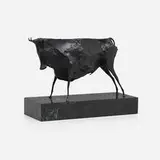 Elie Nadelman, Standing Bull, cast bronze, marble