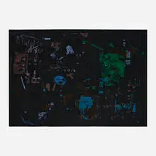 John Cage, Lithograph B (from Not Wanting to Say Anything About Marcel), 1969, lithograph in colors on black Fabriano