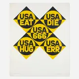 USA 666 (from the Decade portfolio) by Robert Indiana, 1971, screenprint in colors on Schoellers Parole, sold Dec 2023