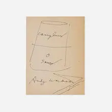 Campbell's Tomato Soup Can by Andy Warhol, ink on paper, sold Dec 2023