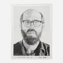 Self-Portrait (tapestry) by Chuck Close, 1993, tapestry, sold Dec 2023