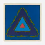 Ernest Trova, Untitled (from the Falling Man Manscapes series), 1969, screenprint in colors