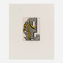 Head with Feathers and Braid by Roy Lichtenstein, 1980, etching and aquatint in colors, sold Dec 2023