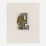 Roy Lichtenstein, Head with Feathers and Braid, 1980, etching and aquatint in colors