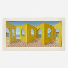 Patrick Hughes, Openings, 1998, three-dimensional lithograph with hand-coloring, in a perspex case