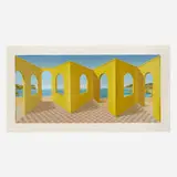 Patrick Hughes, Openings, 1998, three-dimensional lithograph with hand-coloring, in a perspex case