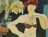 Carl Molno, Woman in Brown Bikini, WOMAN IN BROWN BIKINI, watercolor on paper, signed lower left, dated 1976.
