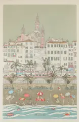 Cuca Romley, Plage de Menton, Engraving
