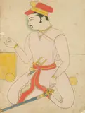 Anonymous, Study of Seated Noble, Ink and color on paper
