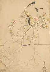 Maharani of Ajmer by Anonymous, Ink and color on paper, sold Sep 2016