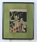 Suzuki Harunobu, Two Geishas, Woodblock print, signed and