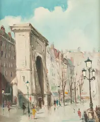 Sorel, Paris Scene, Oil on canvas