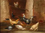 Antoine Guilleminet, Barn Yard Scene, Oil on canvas