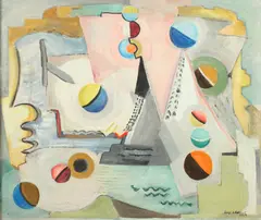 Lucy Brown L'Engle, Spinning Balls, Oil on canvas board.