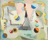 Lucy Brown L'Engle, Spinning Balls, Oil on canvas board.