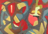 John P. Heins, INTERPLAY, identified and titled on label verso, Oil on canvas