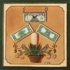 G. Dale, Trompe L'Oeil with Money, Oil on board