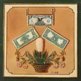 G. Dale, Trompe L'Oeil with Money, Oil on board