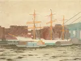 Harbor Scene by American School, HARBOR SCENE, oil on canvas, sold Sep 2016