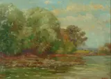 Charles Alfred Meurer, Fall Landscape with Trees and Water, Oil on canvas