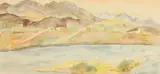 Lindsay Harper Makepeace, Warsak Village on the Kobul River, Watercolor