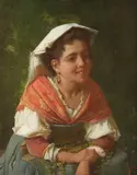 Portrait of Young Girl with Gold Earrings by Italian School, Oil on board, sold Sep 2016
