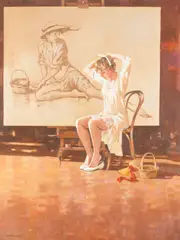 Robert Sarsony, Model for Girl on the Beach, Oil on canvas