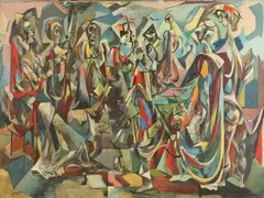 Walter Quirt, Colorful Figures, Oil on canvas