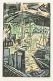 Werner Drewes, Camden Harbor, Color woodcut