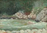 Edward Henry Potthast, Rushing River, Oil on canvas laid on board