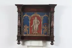Indian School, Deity flanked by two attendants, Ink and color