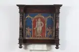 Indian School, Deity flanked by two attendants, Ink and color