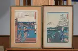 Geishas by Utagawa Hiroshige, Two woodcut print, signed, sold Nov 2016