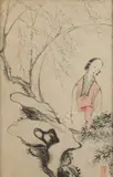 Meiren by Chinese School, Ink and color on paper, signed, sealed and, sold Nov 2016