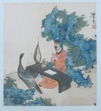 Scholar and Bird by Mannar Of Ren Weichang, Ink and color on paper, signed, sealed and, sold Nov 2016