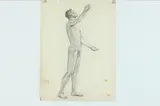 Allyn Cox, Male Nude Study for Angel, Charcoal on paper