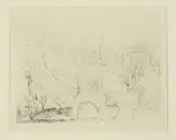 Otakar Kubín, Landscape with Bridge, Etching