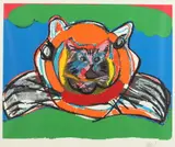 CAT ON CAT ON GREEN: TWO WORKS, each signed and numbered 29/50 in pencil lower margin by Karel Appel, Color lithograph 1977, sold Nov 2016