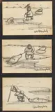 Robert Mayokok, THE HUNT: THREE WORKS FRAMED AS ONE, each signed lower right, Pencil