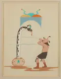 Raymond Naha, Figure with Serpent, Watercolor