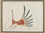 Charles F. Lovato, Bird Enclosing Fish, Watercolor and ink