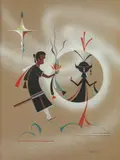 David Chetleahe Palladin, Ceremonial Figures, Oil on canvas
